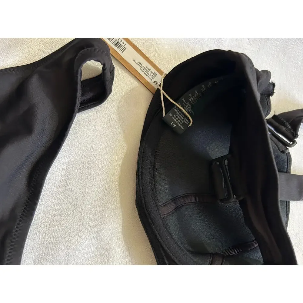 Skims NWT Swim Strapless Underwire Top & Dipped Mid Coverage Bottom Black Size L